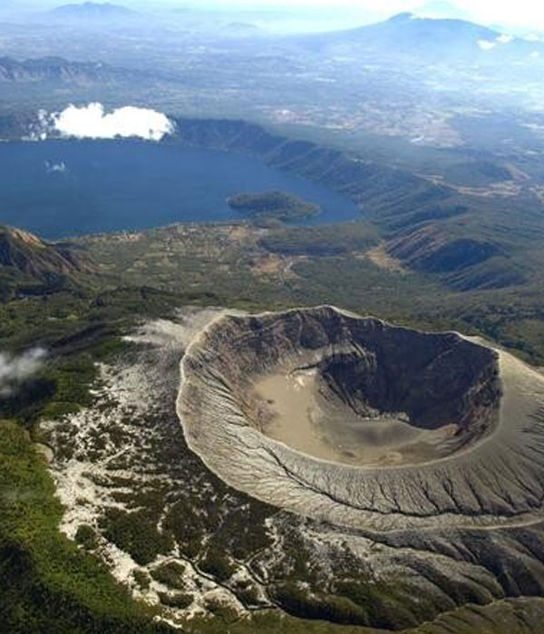 Aerial photography of a volcano.